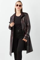 معطف واق من المطر للمرأة من الجلد الطبيعي من DERIZ...