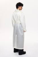 معطف ترنش طويل بأكمام طويلة أبيض – أنيق ومريح – حز...