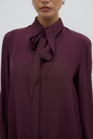 قميص نسائي – عنابي – بياقة مع وشاح أنيق – ROMAN –...