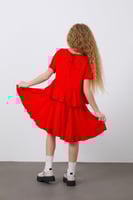 فستان بناتي أحمر بفيونكة و كرانيش من gizia - أصلي