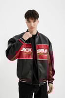 جاكيت رجالي أسود طارد للماء مقاس كبير وياقة جامعية...