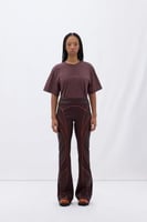 بنطال جلدي 101 – عنابي قديم – بخصر عالٍ متوسط الار...