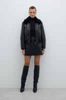 معطف تروك أسود – ياقة فرو قابلة للفصل – دفء وأناقة...