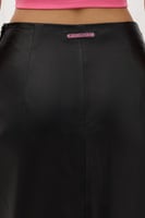 تنورة جلدية - أسود - جلد طبيعي بفتحة خلفية ورباط ج...