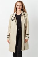 معطف واق من المطر للمرأة من الجلد الطبيعي من DERIZ...