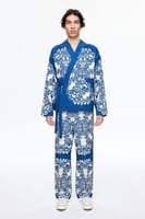 سترة صامويل النيلي نقش سجاد قطني فاخر Les Benjamin...