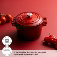 طقم أواني طهي إمسان فورتينو - أحمر - توزيع حرارة م...