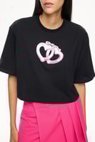 تيشيرت قصير – أسود – طبعة موسمية – قصة كبيرة الحجم...