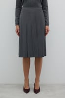تنورة صوف مطوية – رمادي – بتفاصيل شق أنيقة – ROMAN...