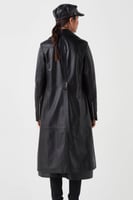 معطف واق من المطر للنساء من الجلد الطبيعي باللون ا...