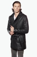 معطف بونو الجلدي للرجال باللون الأسود من DERIZA -...