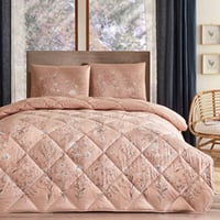 طقم لحاف مزدوج - وردي مشجر - قطن ناعم مريح - 6 قطع...