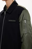 جاكيت منتفخ بسحاب أسود معطف رجالي الدفء والراحة Le...