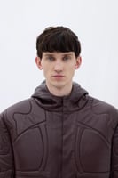 جاكيت جلدي - كستنائي قديم - غطاء رأس وسحاب خامة جل...