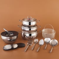 طقم أواني طهي ميكس-كوك-ستور - ستيل فضي - طقم متكام...