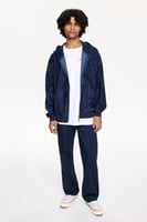 هودي رجالي - كحلي - قطن 100% قصّة مريحة بسحاب - Le...