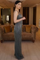 فستان سهرة بتصميم خاص مزين بشراشيب SpringStore