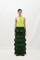 تنورة طويلة - حجر أخضر - بولي أميد بطبعة جرافيكية...