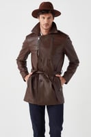 معطف بونو من الجلد البني للرجال من DERIZA - أصلي