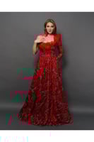 فستان سهرة نسائي أحمر بكم واحد من 2k-m - أصلي