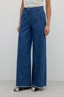 بنطلون جينز واسع الساق نيلي - قطن 100% - ROMAN ترك...