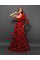 فستان سهرة نسائي أحمر بكم واحد من 2k-m - أصلي