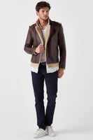 معطف جلد طبيعي للرجال من DERIZA - أصلي