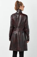 معطف واق من المطر للمرأة من الجلد الطبيعي من DERIZ...