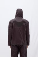 جاكيت جلدي - كستنائي قديم - غطاء رأس وسحاب خامة جل...