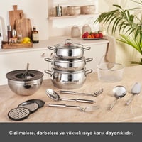 طقم أواني طهي ميكس-كوك-ستور - ستيل فضي - طقم متكام...