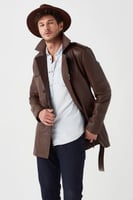 معطف بونو من الجلد البني للرجال من DERIZA - أصلي