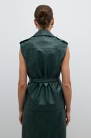 سترة نسائية – أخضر – أنيقة بحزام قابل للإزالة مزدو...