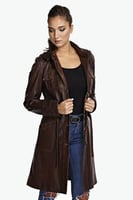 معطف جلد بني من DERIZA - أصلي