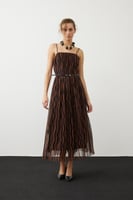 فستان سهرة مطبوع على التول - لون قياسي - ROMAN - ت...