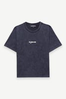 تيشيرت عادي – أسود – تأثير رذاذ وطبعات موسمية – رق...