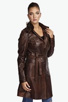 معطف جلد بني من DERIZA - أصلي