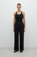 بنطلون جينز واسع الساق - أسود - ستايل عصري مريح -...