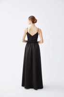 فستان سهرة أسود بأكمام منفوخة وحزام - ROMAN - تركي...