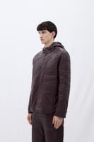 جاكيت جلدي - كستنائي قديم - غطاء رأس وسحاب خامة جل...