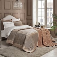 طقم مفارش زفاف - بيج - تحسين مظهر غرف النوم - 8 قط...