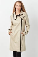 معطف واق من المطر للمرأة من الجلد الطبيعي من DERIZ...