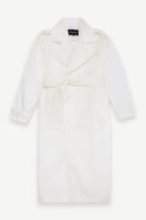 معطف ترنش طويل بأكمام طويلة أبيض – أنيق ومريح – حز...