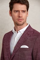 جاكيت كاجوال رجالي أحمر كلاريت بقصة ضيقة من Hatemo...