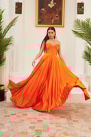 فستان سهرة نسائي برتقالي واسع من Carmen - أصلي