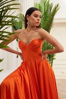 فستان سهرة نسائي برتقالي واسع من Carmen - أصلي