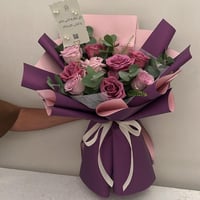 باقة ورد موف أنيقة || مع تغليف سنبل