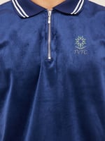 تيشيرت بولو مخملي ازرق فضفاض (اوفر سايز) (زي المعه...