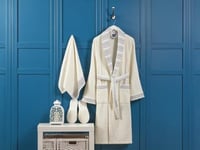 طقم روب استحمام 4 قطع من نسج الجاكار القطني-أوف وا...