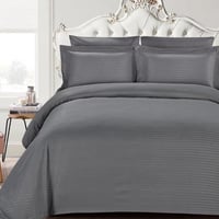 مفرش كلاسيك فندقي مزدوج 7 قطع - رمادي غامق