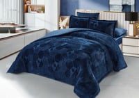 مفرش باسك شتوي مزدوج 6 قطع - أزرق غامق